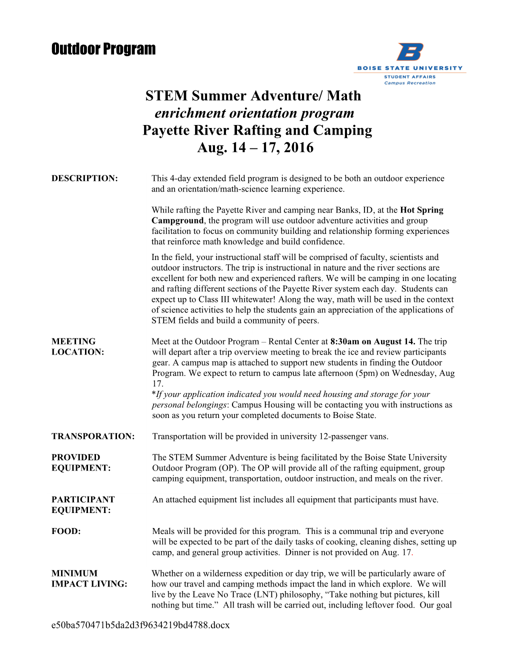 STEM Information Letter