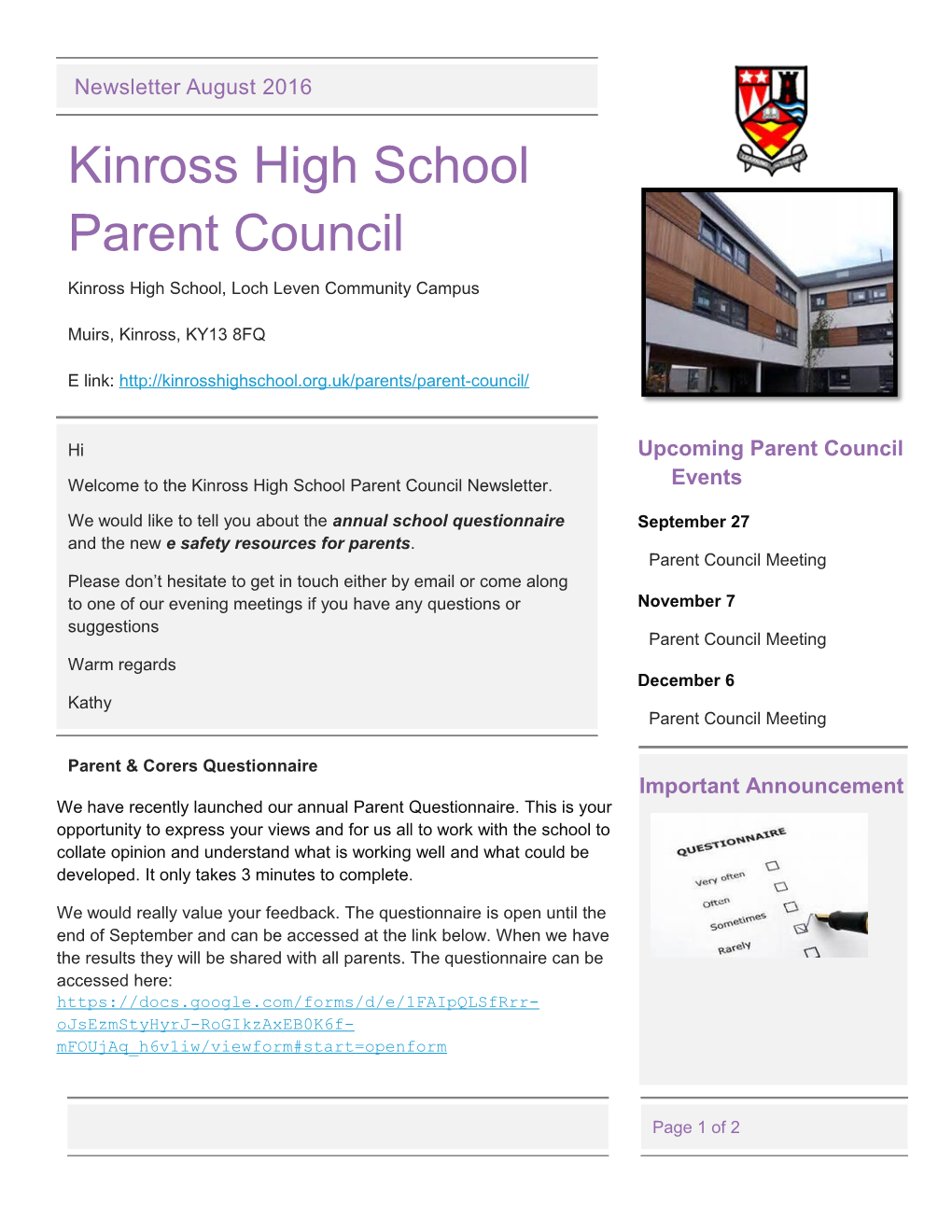 Kinross High School, Loch Leven Community Campus