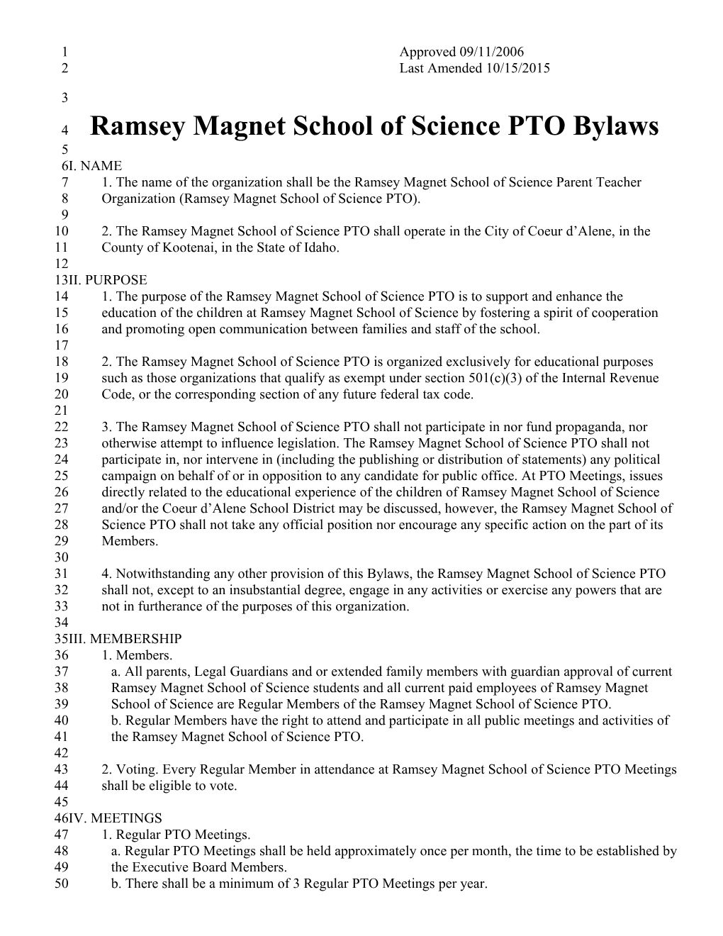 Ramsey Magnet School of Science Ptobylaws