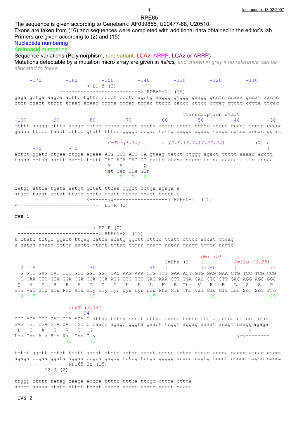 The Sequence Is Given According to Genebank: AF039855, U20477-88, U20510