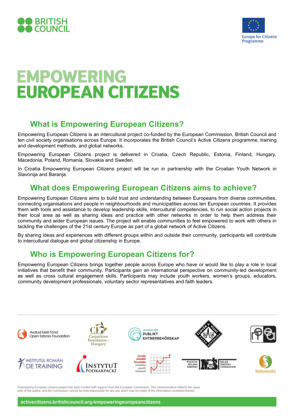 What Is Empowering European Citizens?