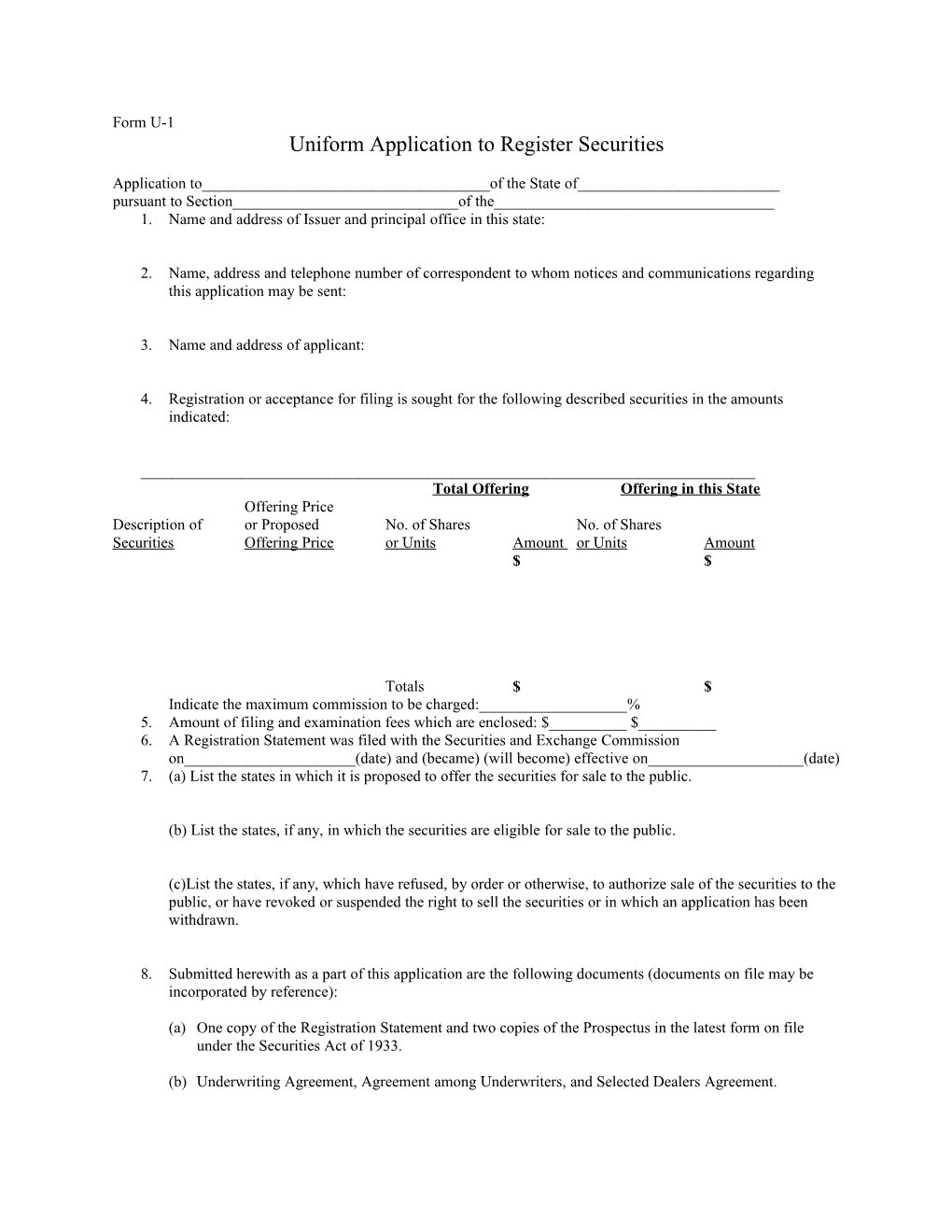 Uniform Application to Register Securities