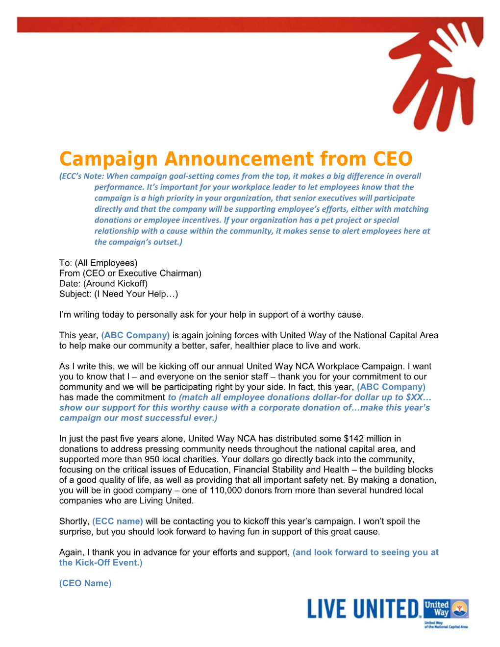 Campaign Announcement from CEO