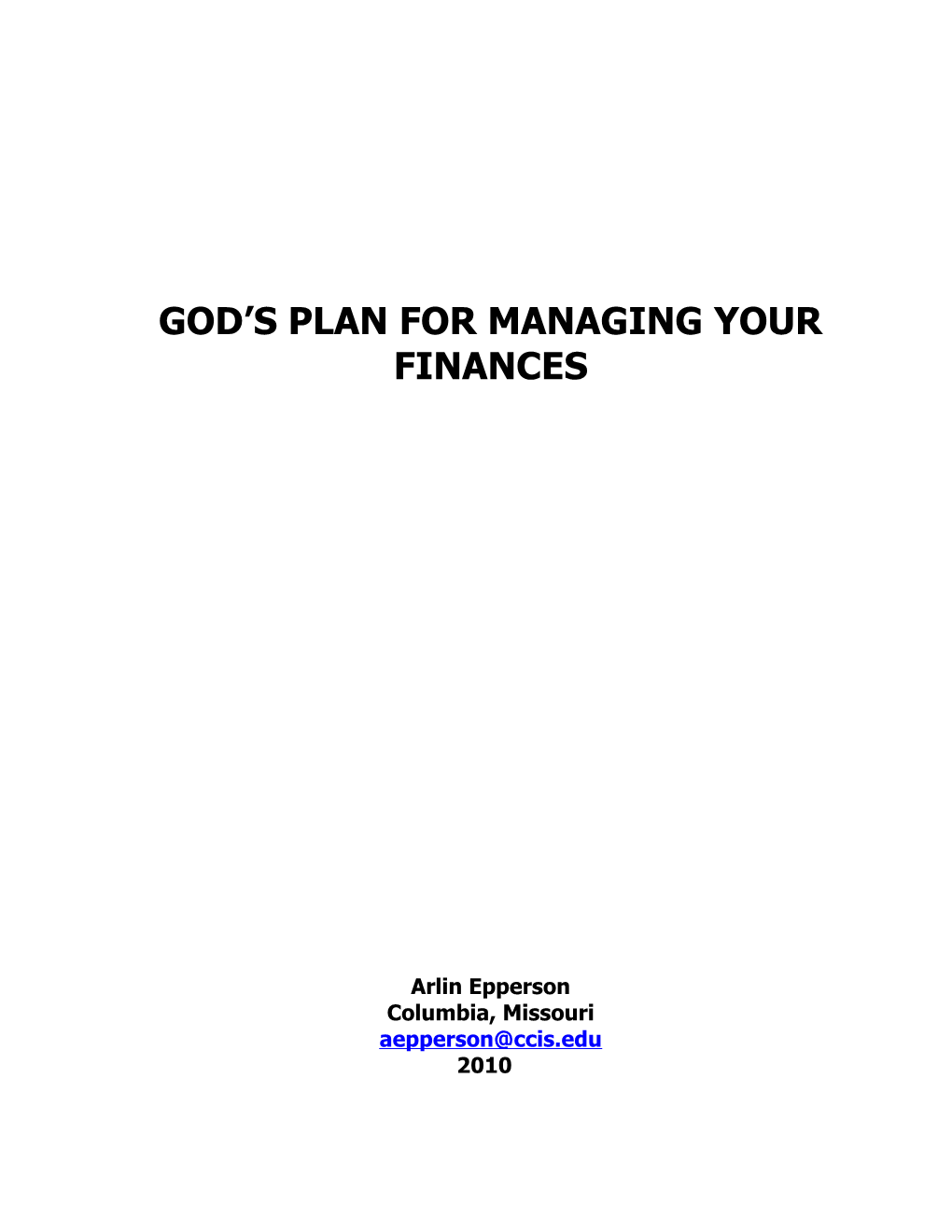 God S Plan for Managing Your Finances