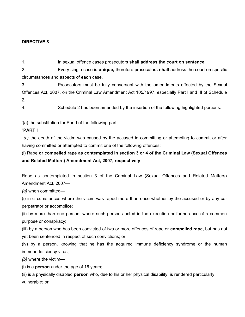 (A)The Substitution for Part I of the Following Part