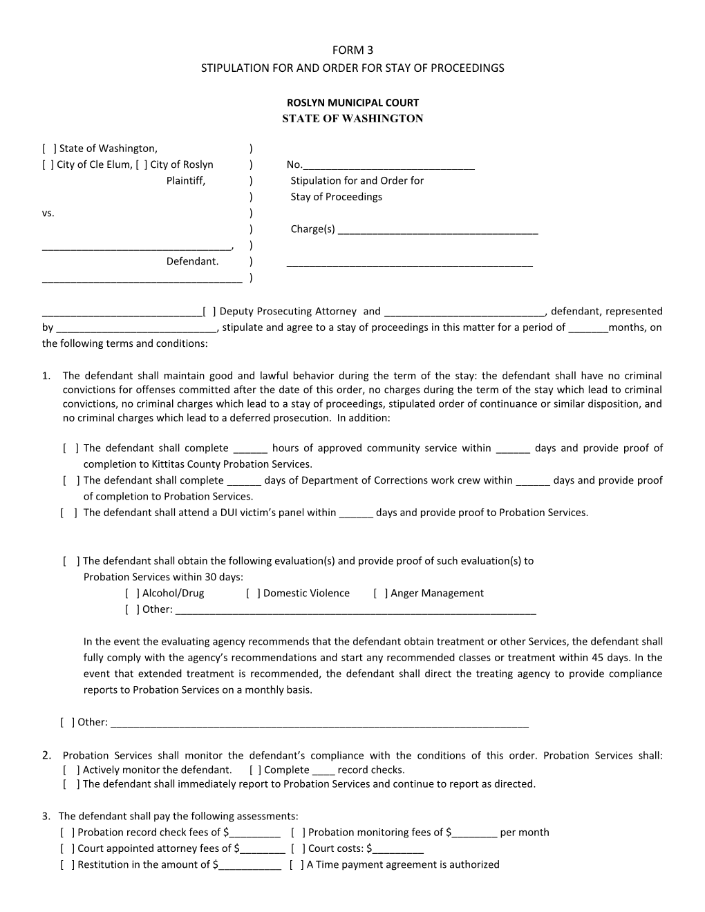 Stipulation for and Order for Stay of Proceedings