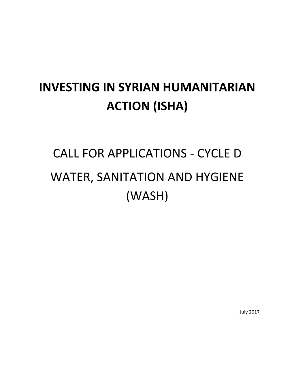 Investing in Syrian Humanitarian Action