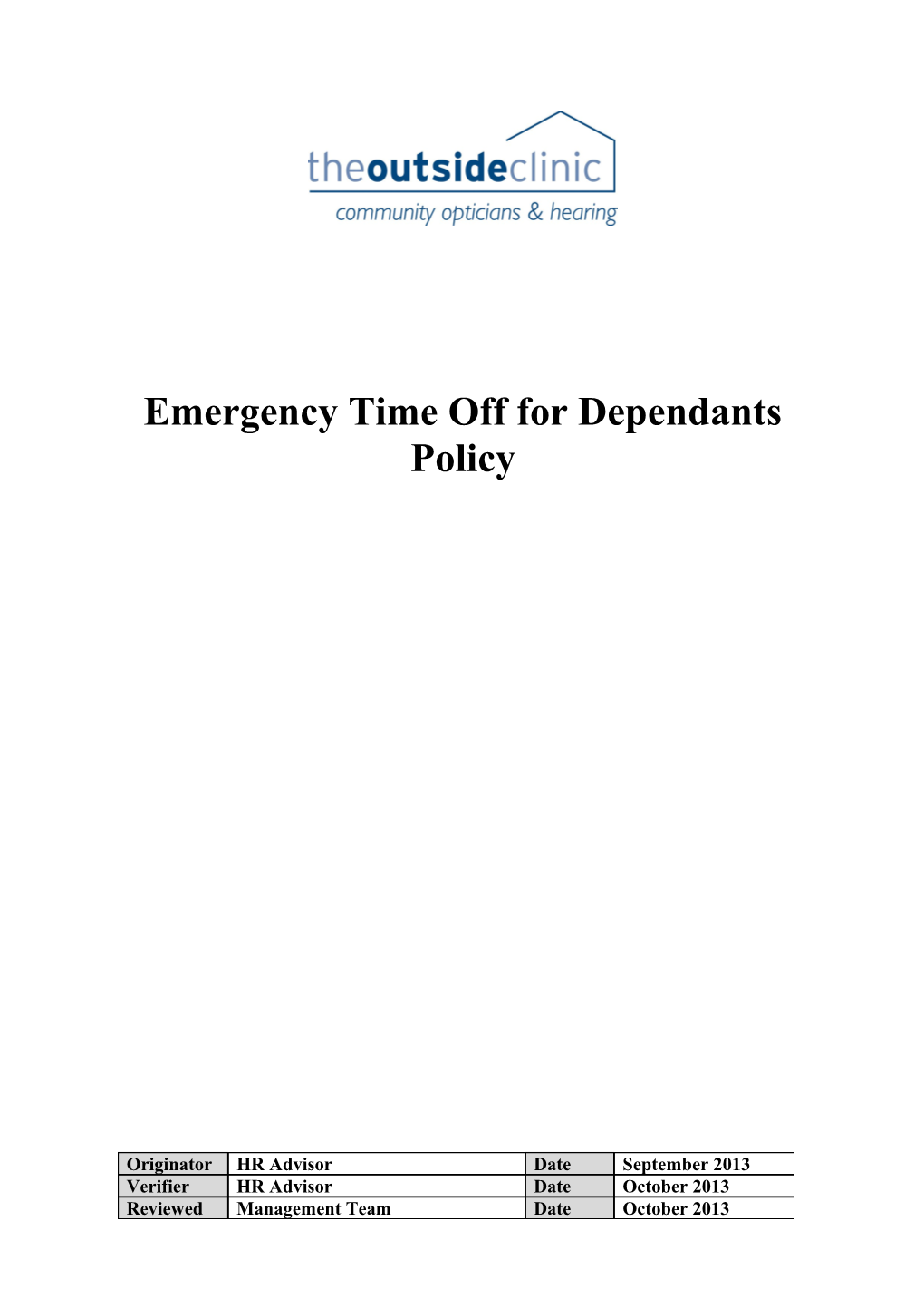 Time Off for Dependants Policy