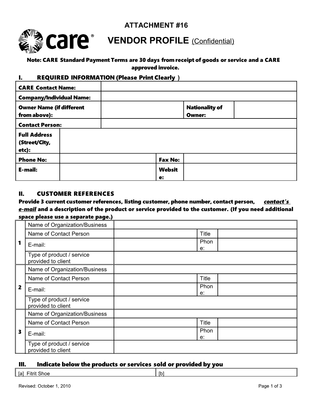 Vendor Questionnaire Form 1.21.04