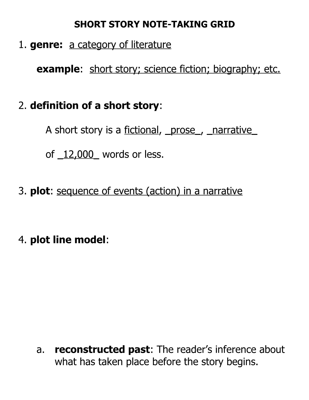 Short Story Note-Taking Grid