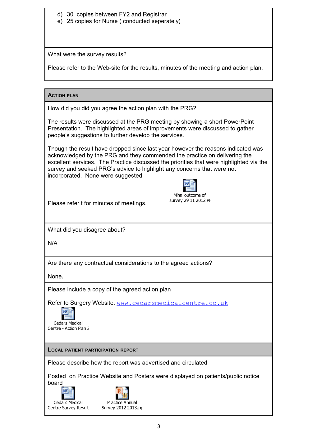 Template for Information to Be Included in the Patient Participation Report