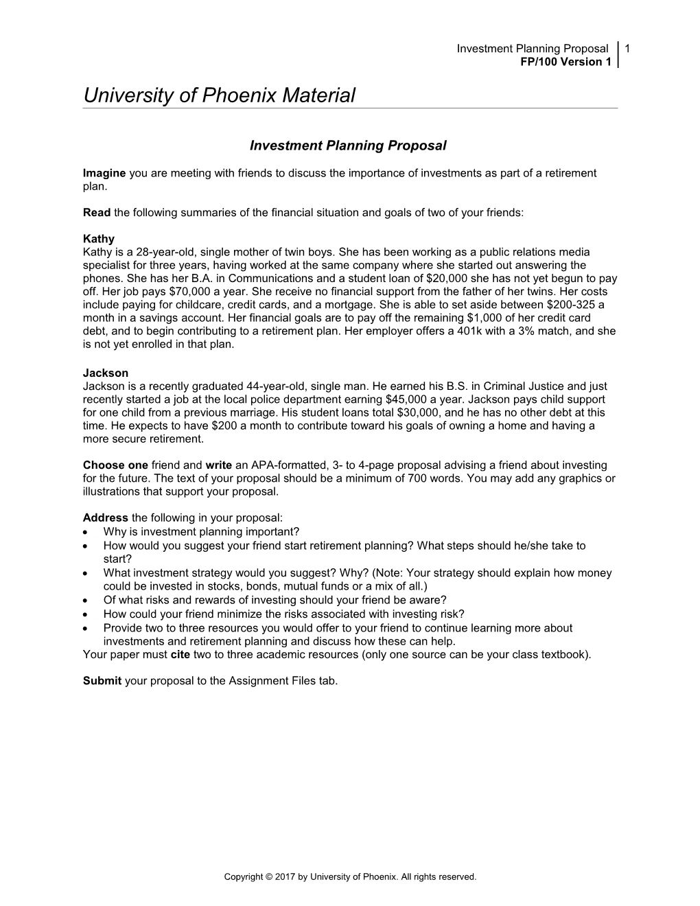 Investment Planning Proposal