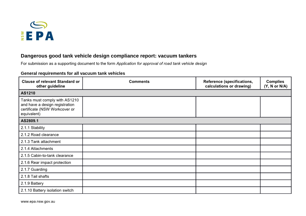 Dangerous Good Vehicle Tank Design Compliance Report