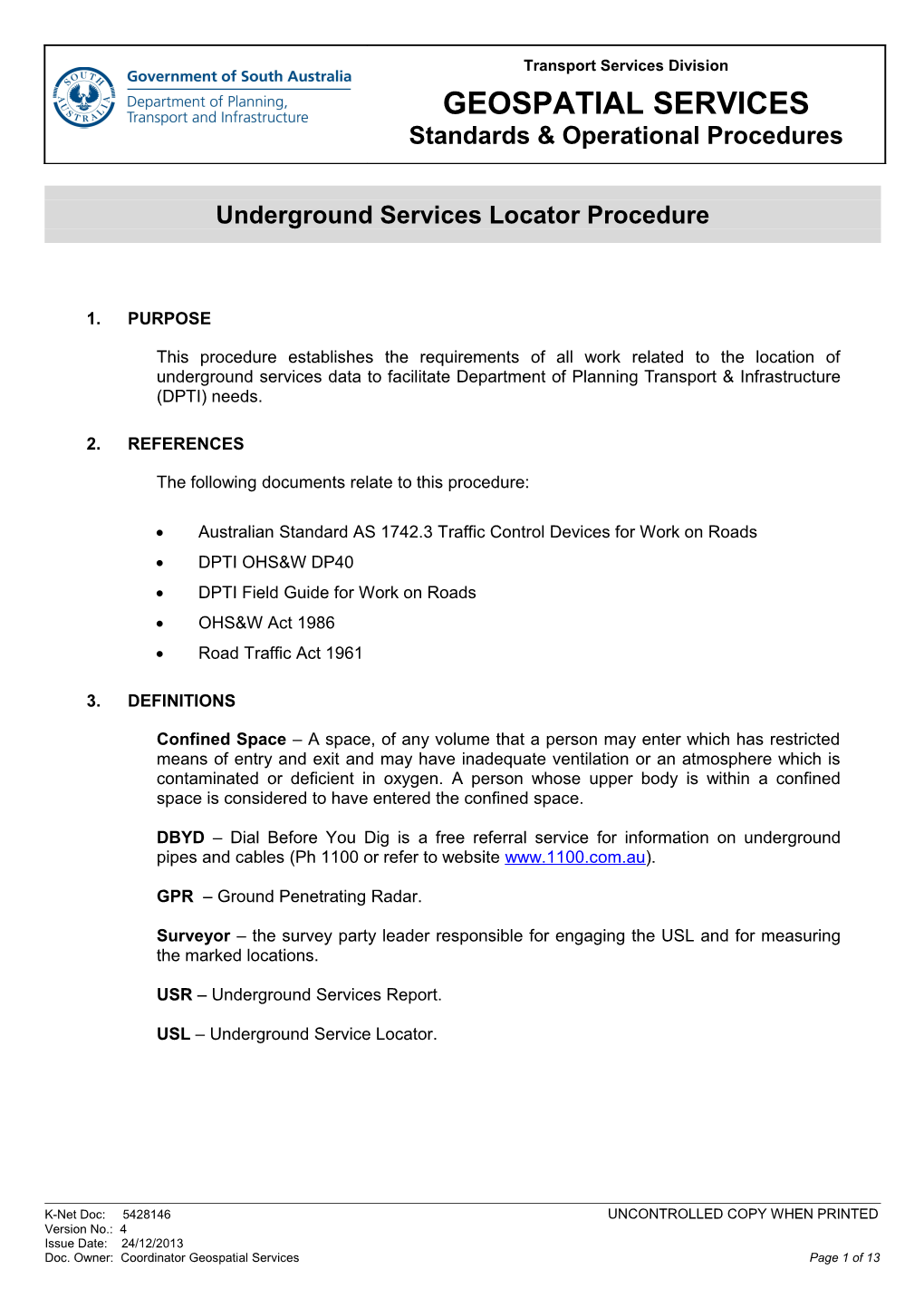 Underground Services Locator Standard