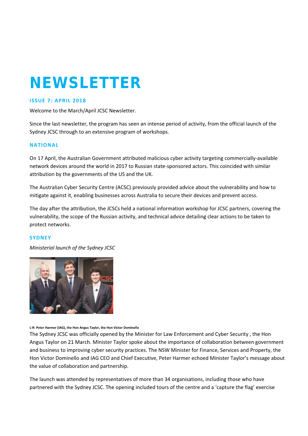 Welcome to the March/April JCSC Newsletter