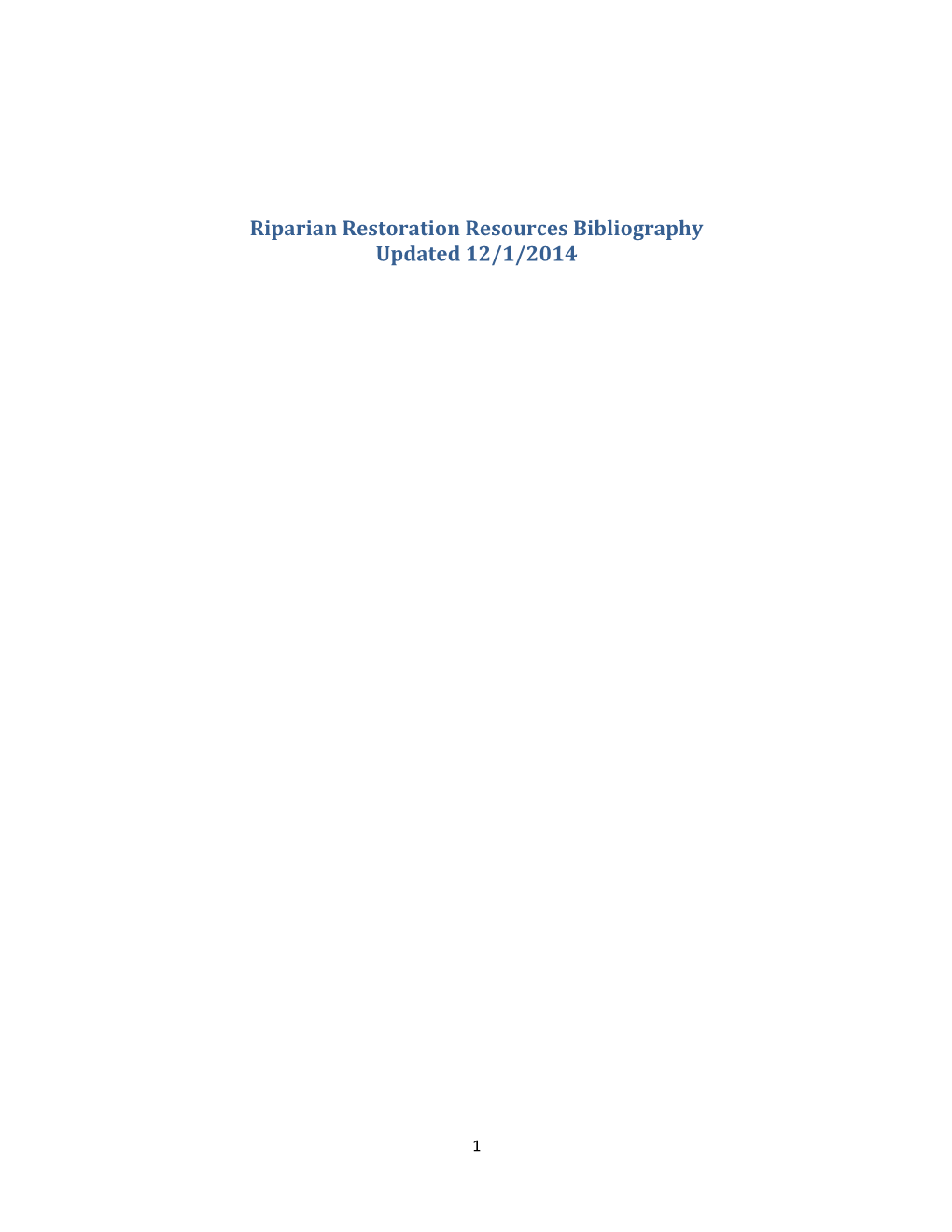 Riparian Restoration Resources Bibliography