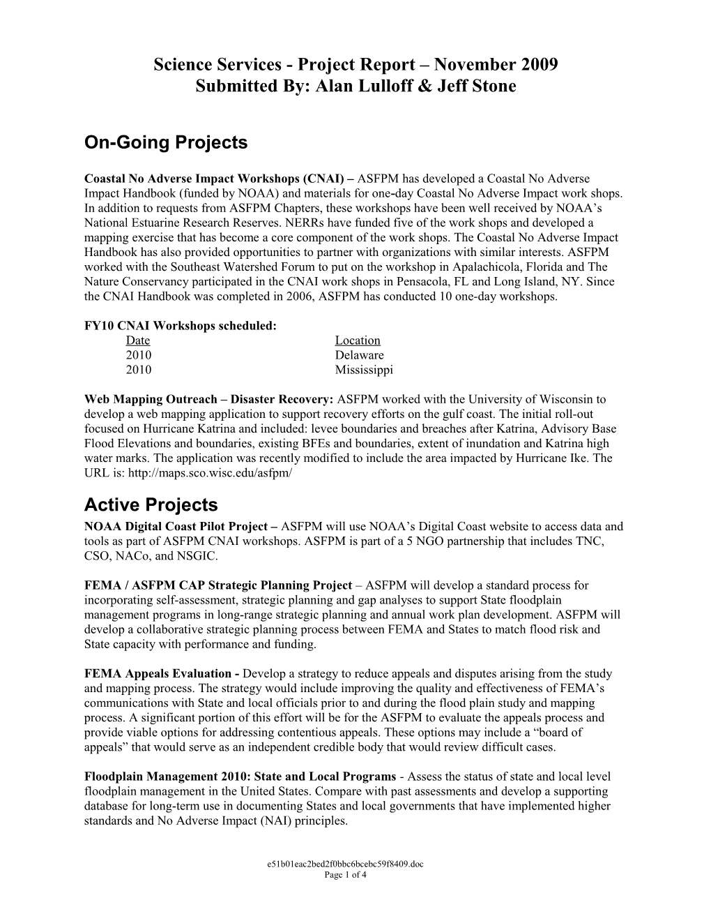 Project Manager's Report January 2008