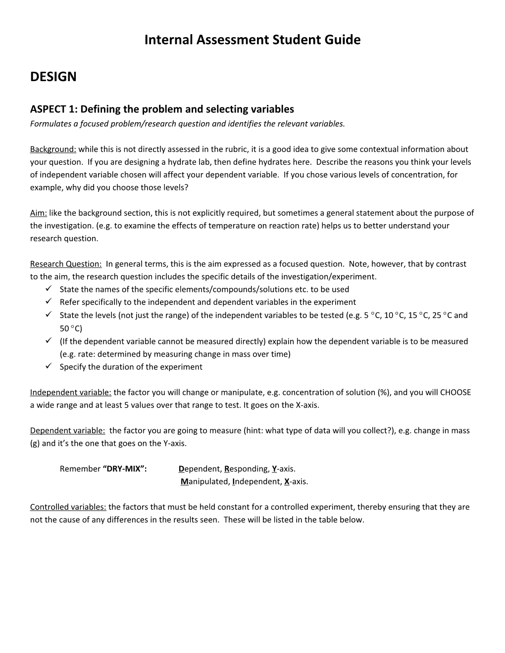 ASPECT 1: Defining the Problem and Selecting Variables