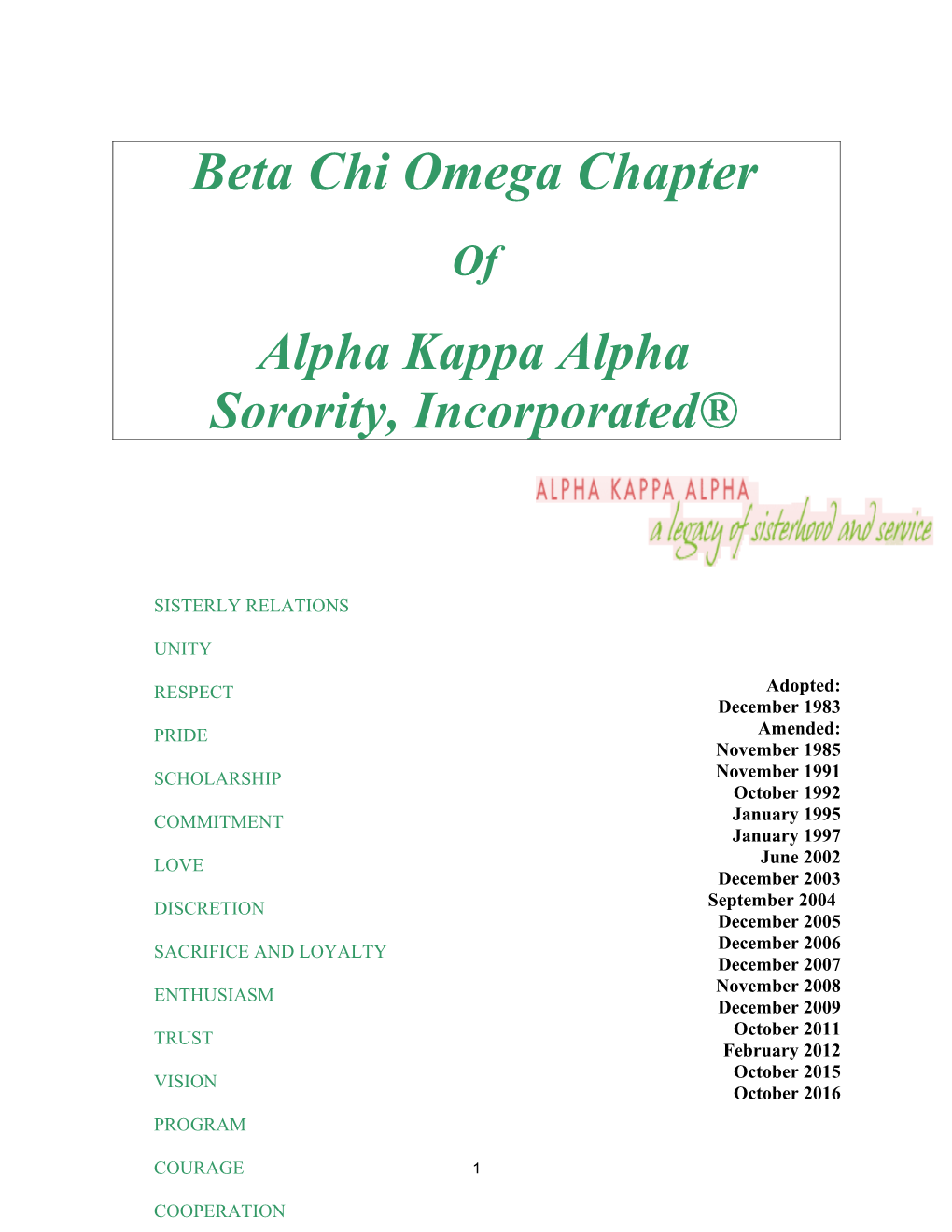 Beta Chi Omega Chapter