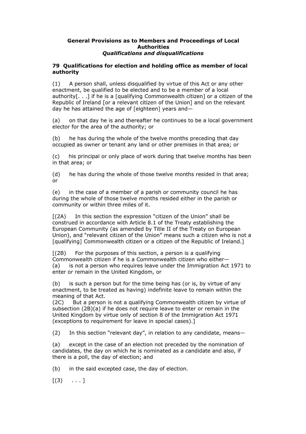 General Provisions As to Members and Proceedings of Local Authorities