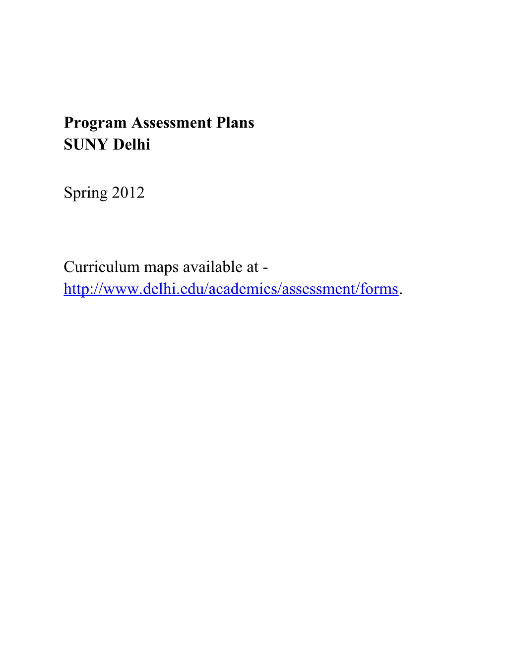 Program Assessment Plans