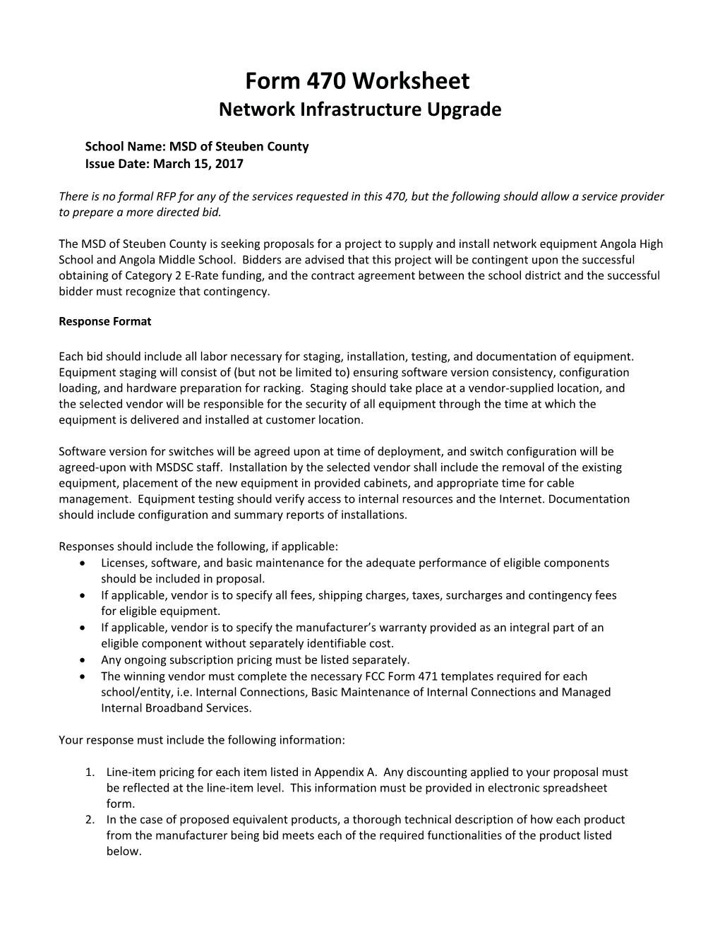 Form 470 Worksheet