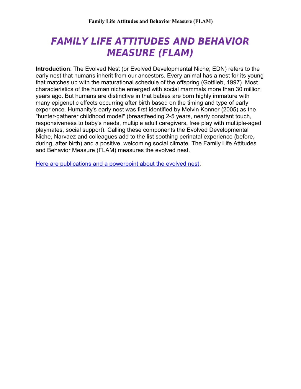 Family Life Attitudes and Behavior Measure (FLAM)