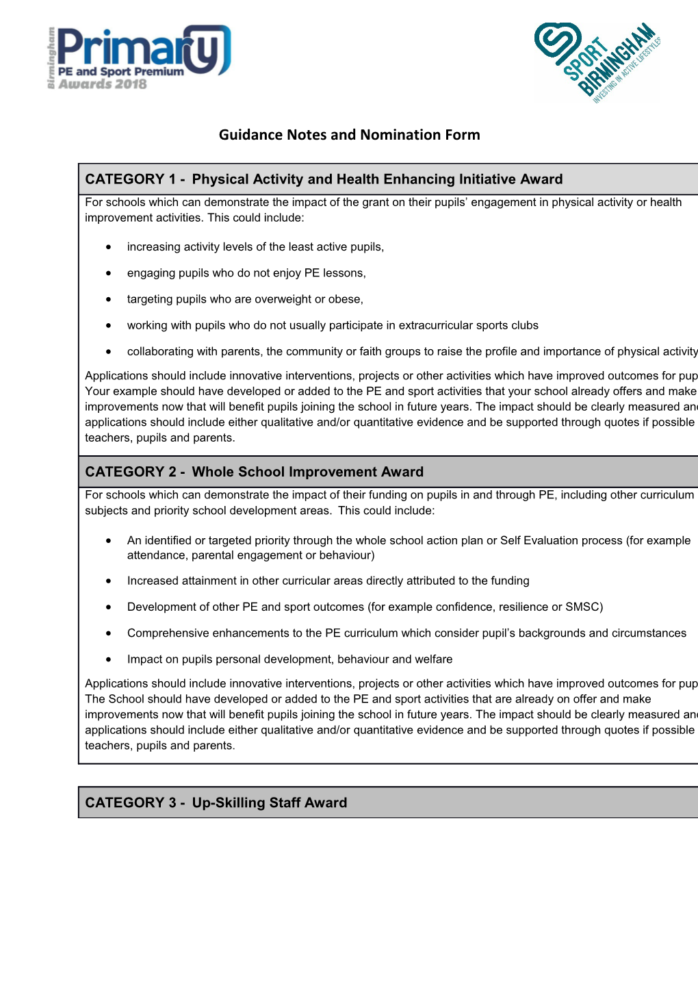 Guidance Notes and Nomination Form