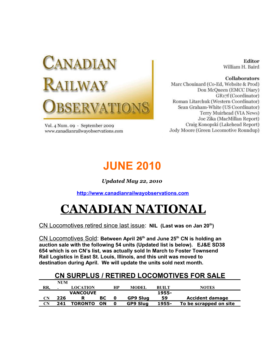 Cn Surplus / Retired Locomotives for Sale