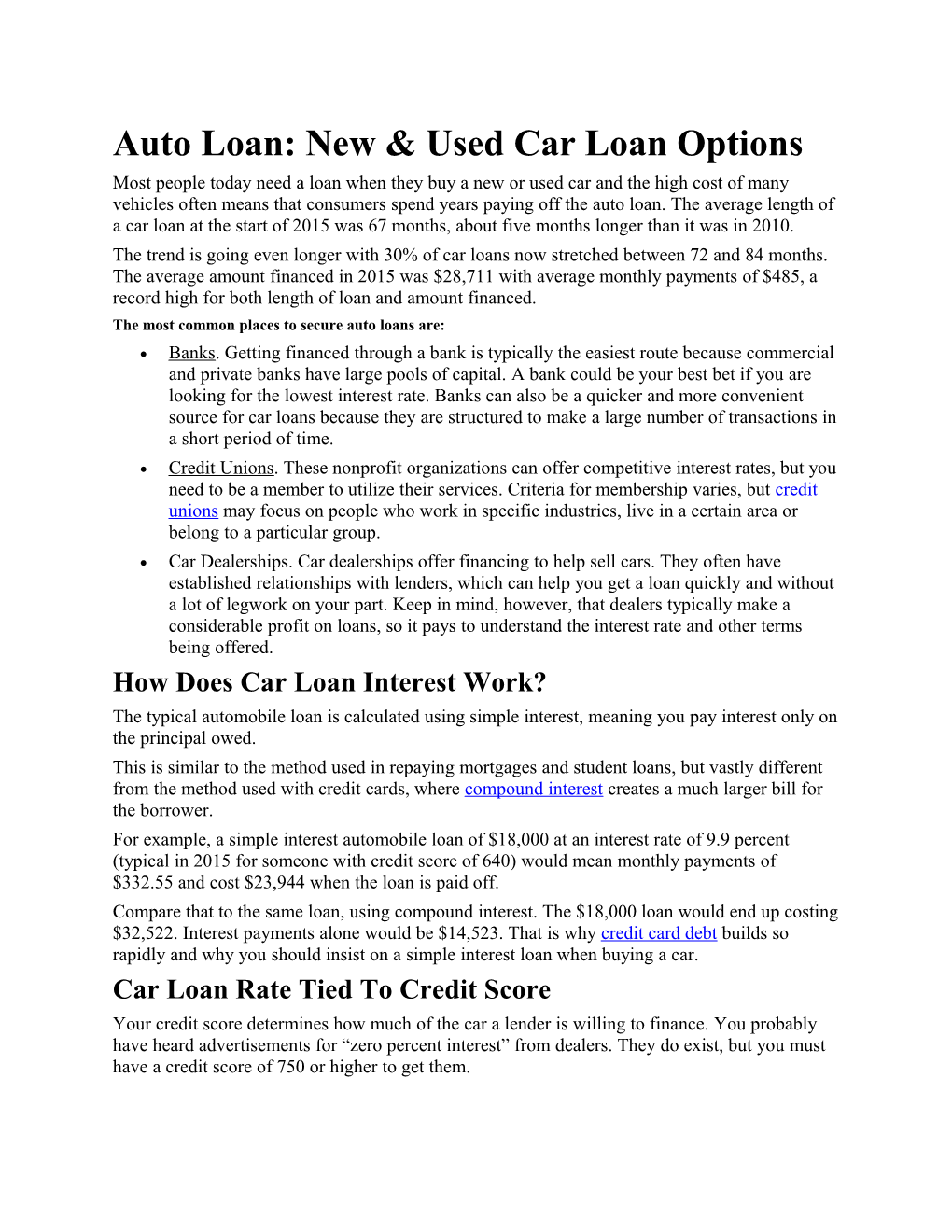 Auto Loan: New & Used Car Loan Options