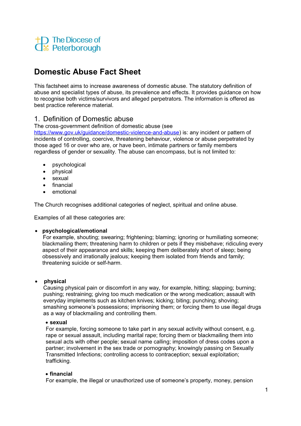 Domestic Abuse Fact Sheet