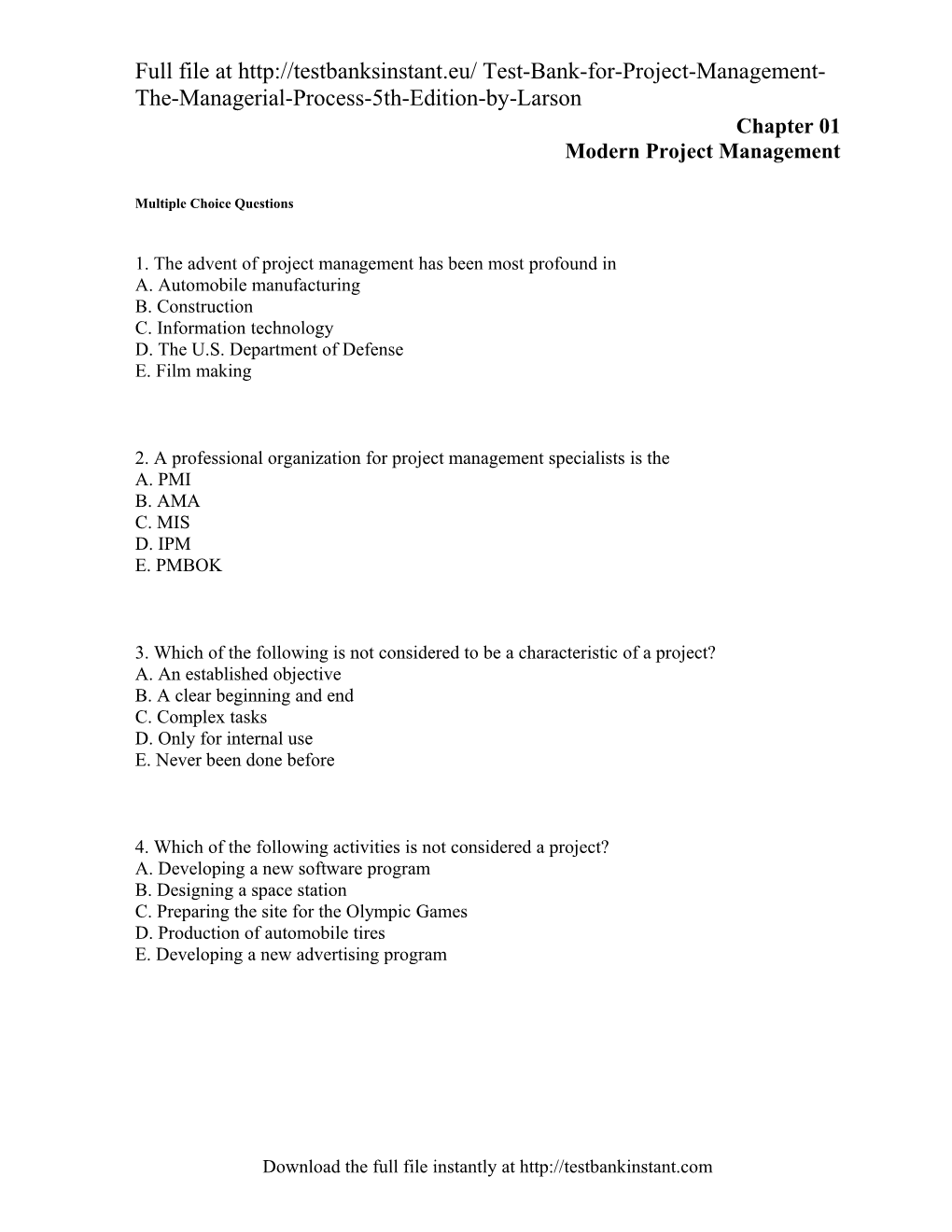 Chapter 01 Modern Project Management