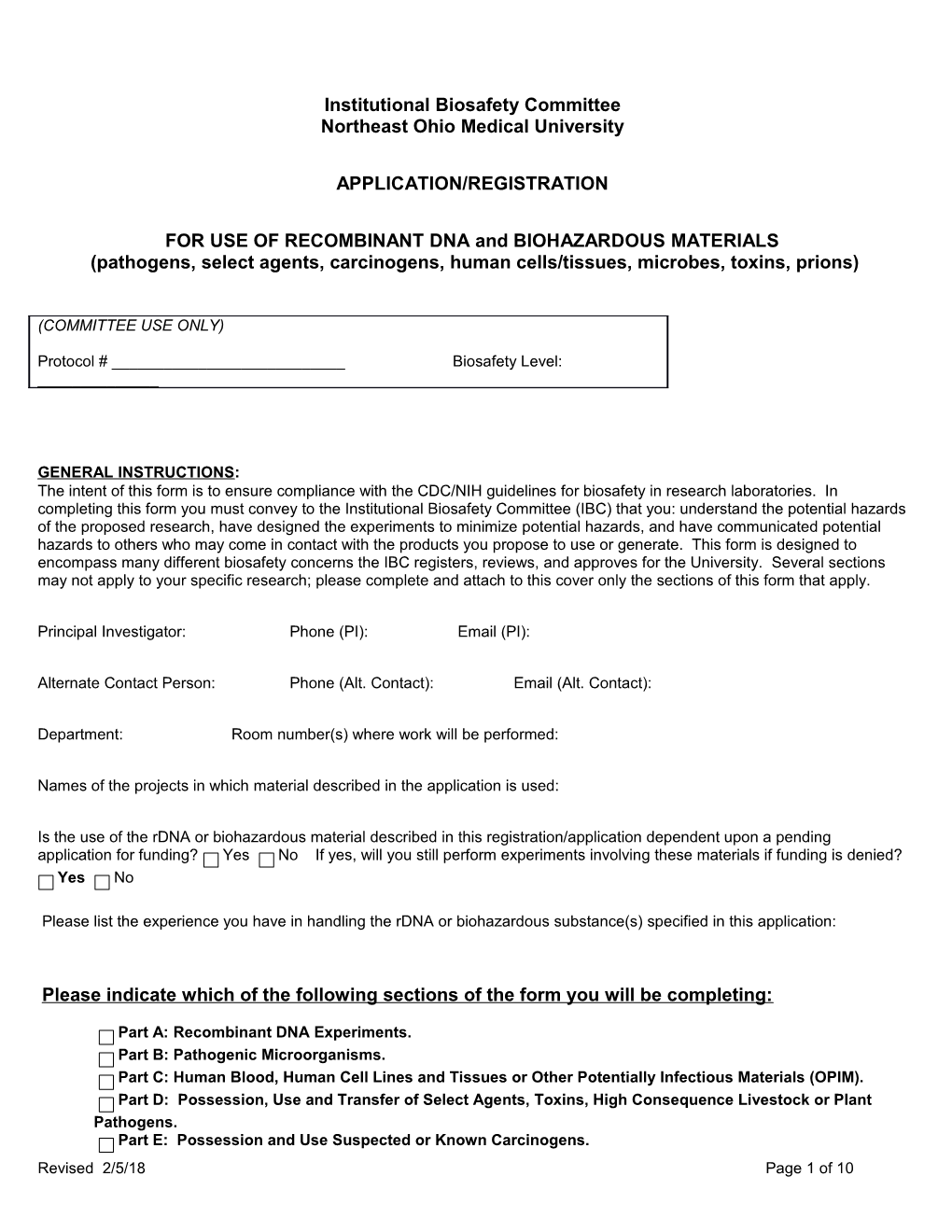 Njms Pathogen & Toxic Registry Form