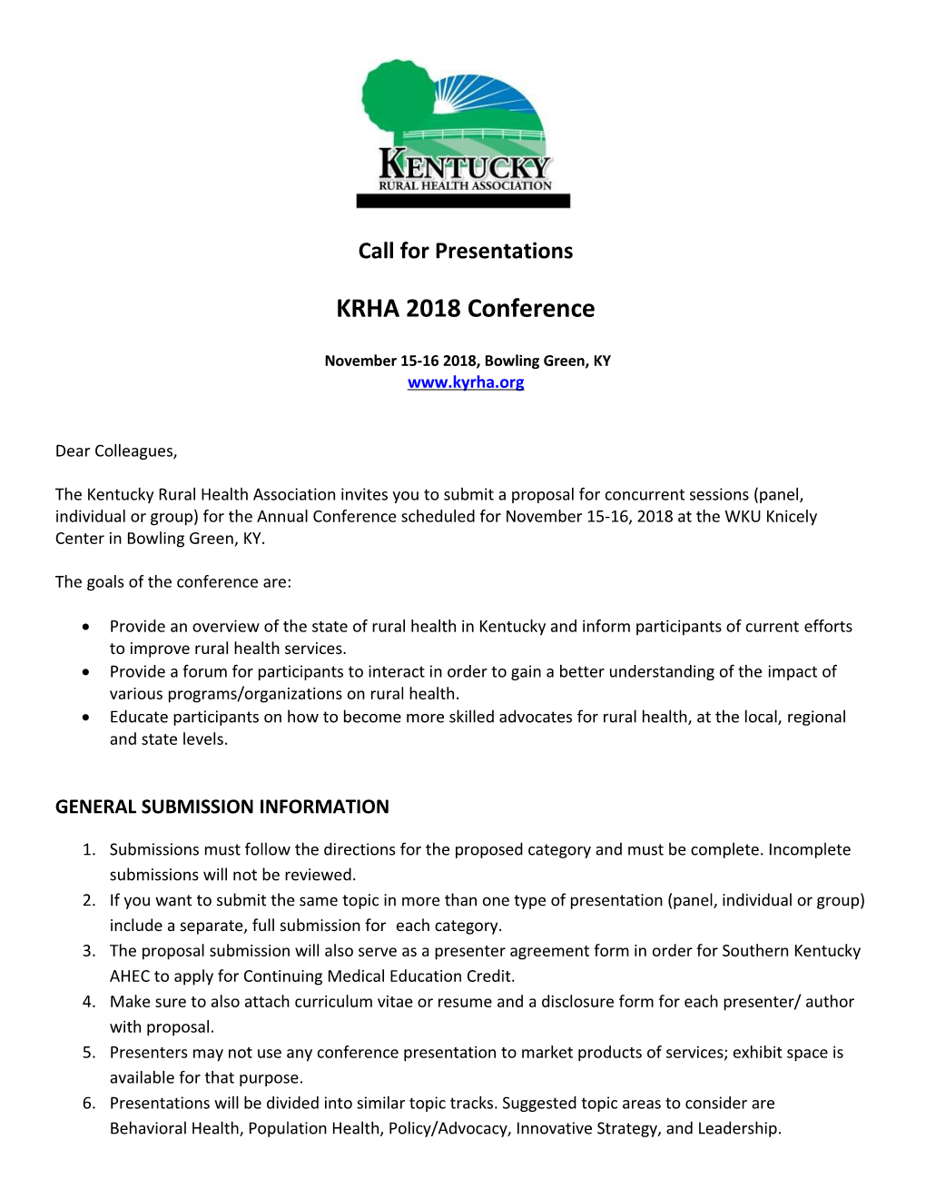 The Kentuckyrural Health Associationinvitesyouto Submit Aproposalforconcurrent