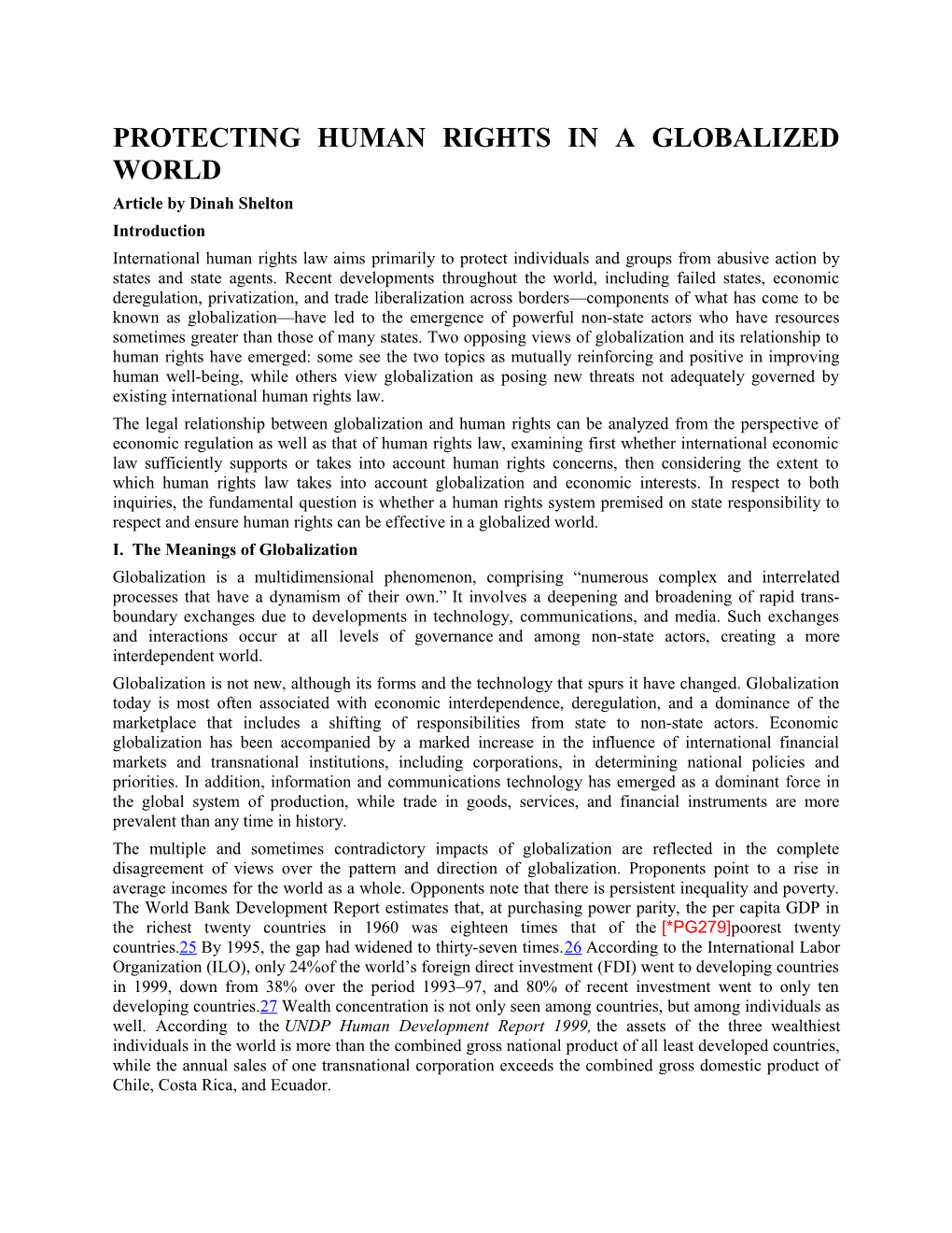Protecting Human Rights in a Globalized World