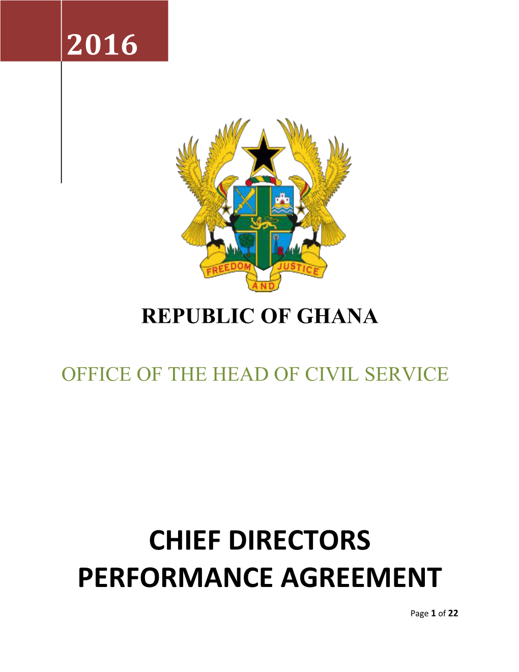 Chief Directors Performance Agreement for 2016