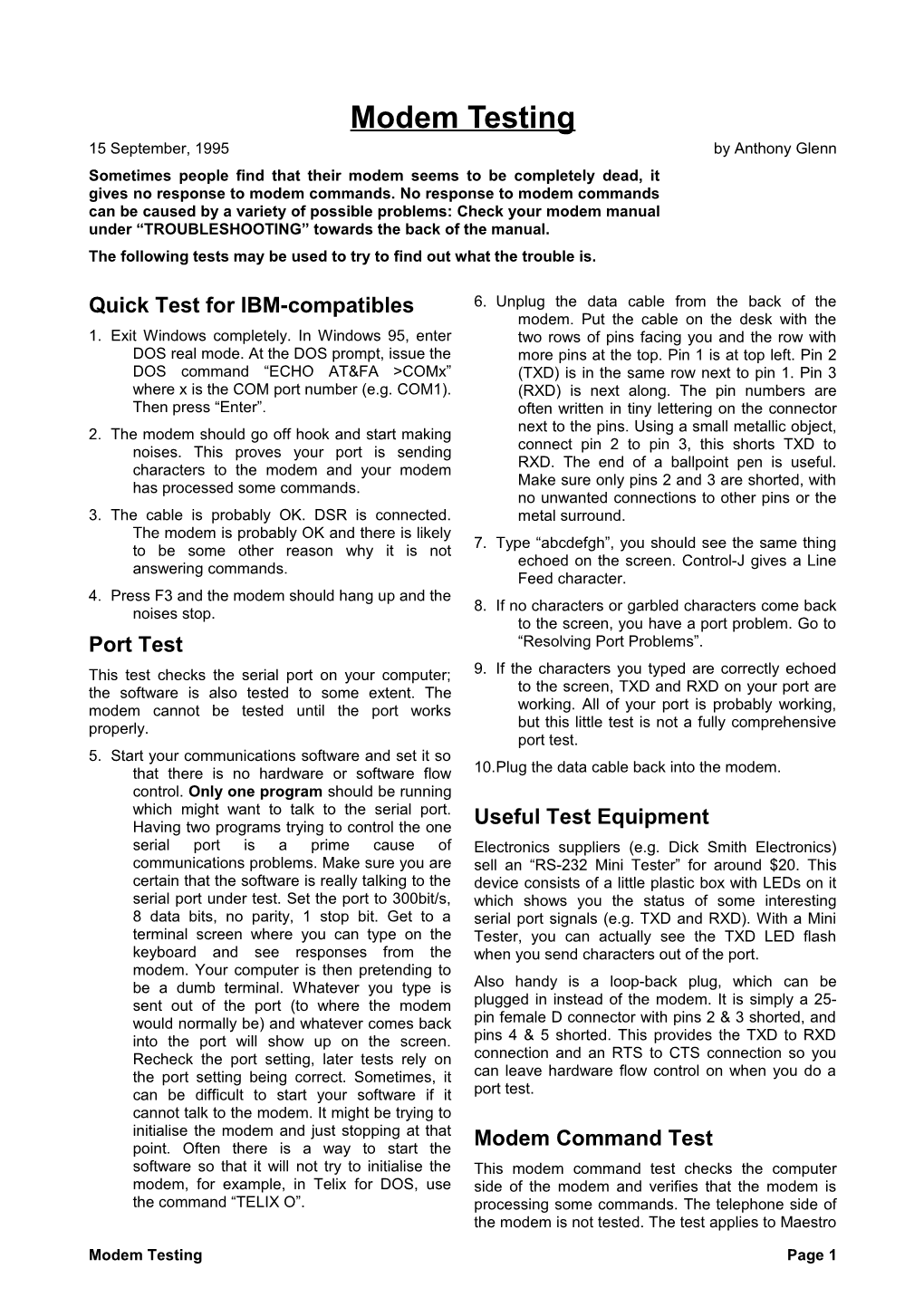 Modem Performancepage 1