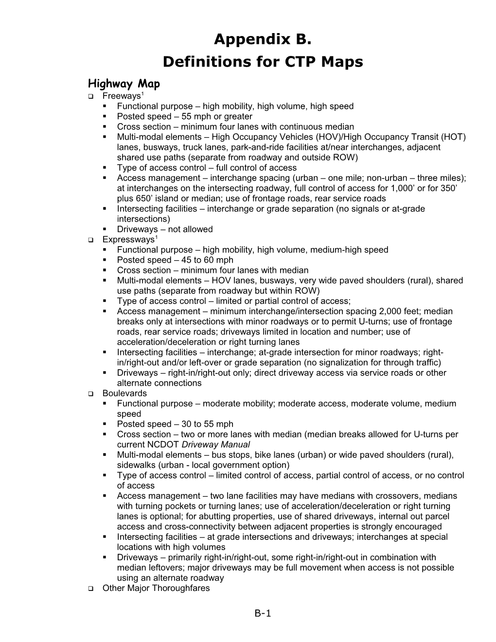 Appendix B Definitions of CTP Categories