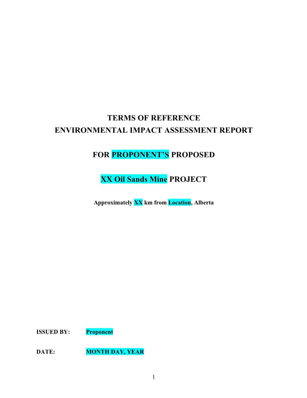 Standardized Terms of Reference