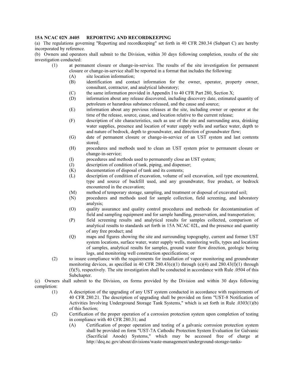 15A Ncac 02N .0405Reporting and Recordkeeping