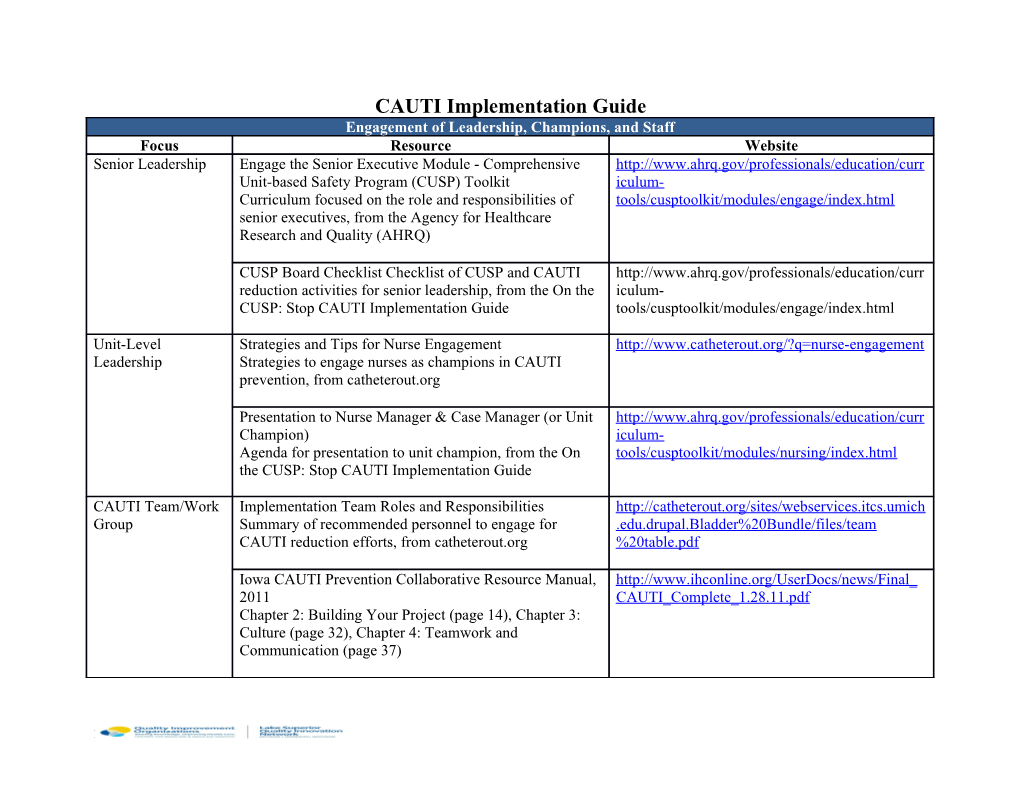 CAUTI Implementation Guide