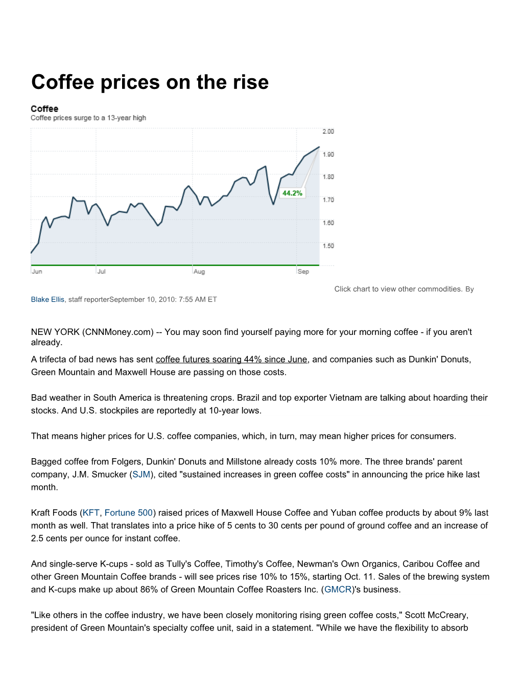 Coffee Prices on the Rise