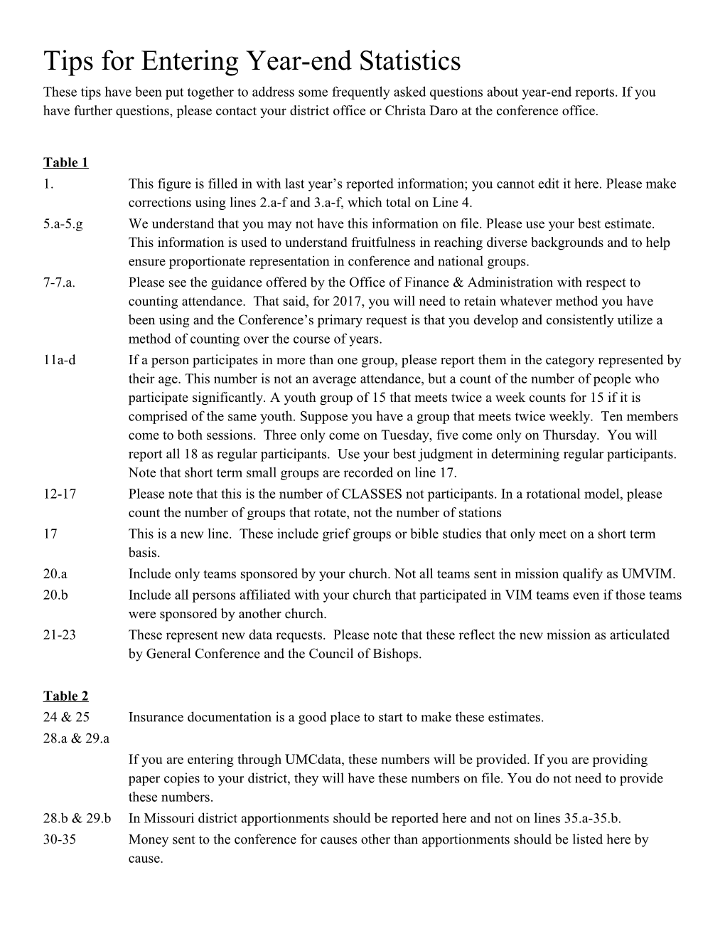 Tips for Entering Year-End Statistics