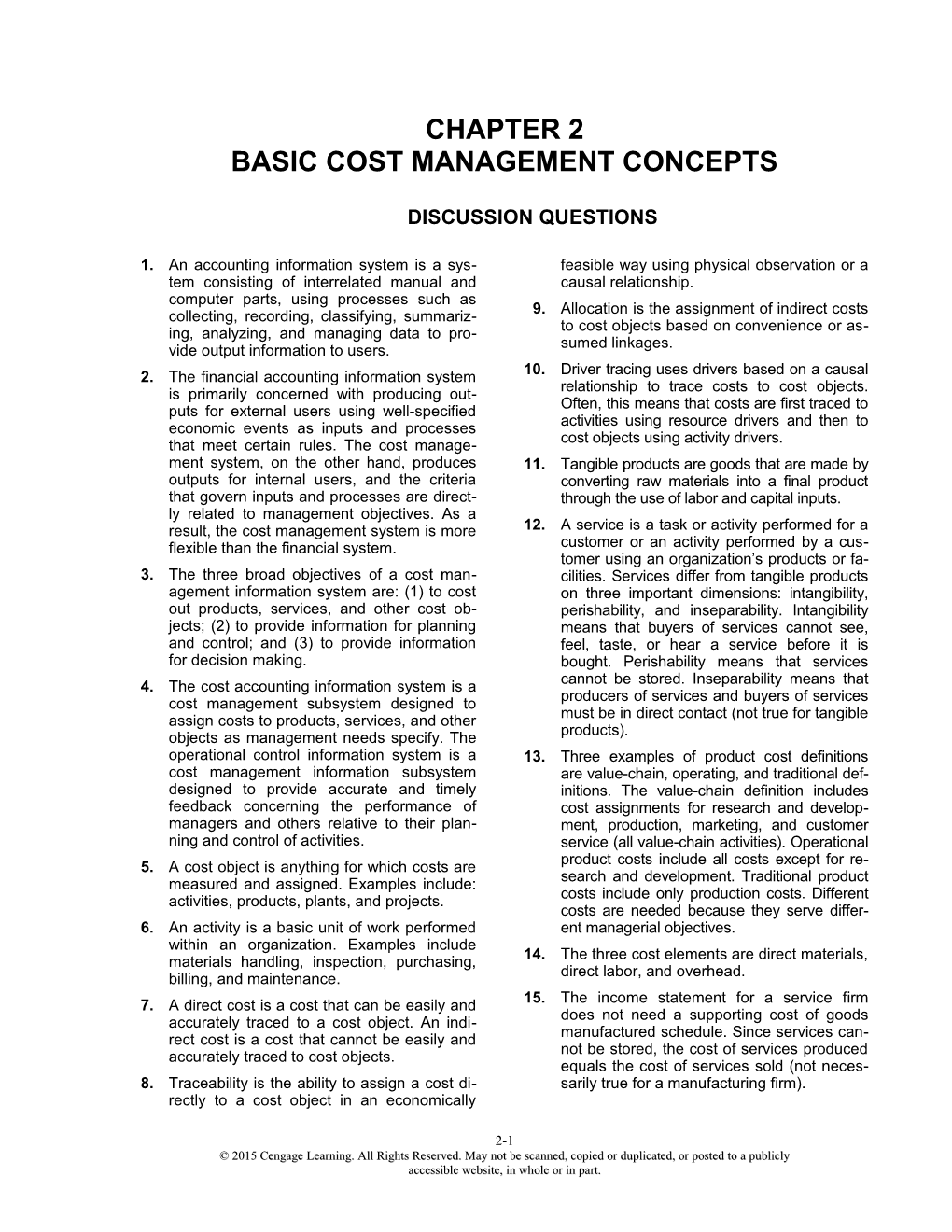 Chapter 2Basic Cost Management Concepts
