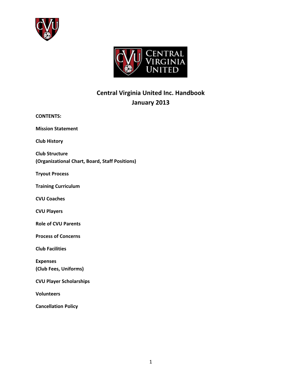 Central Virginia United Inc. Handbook January 2013