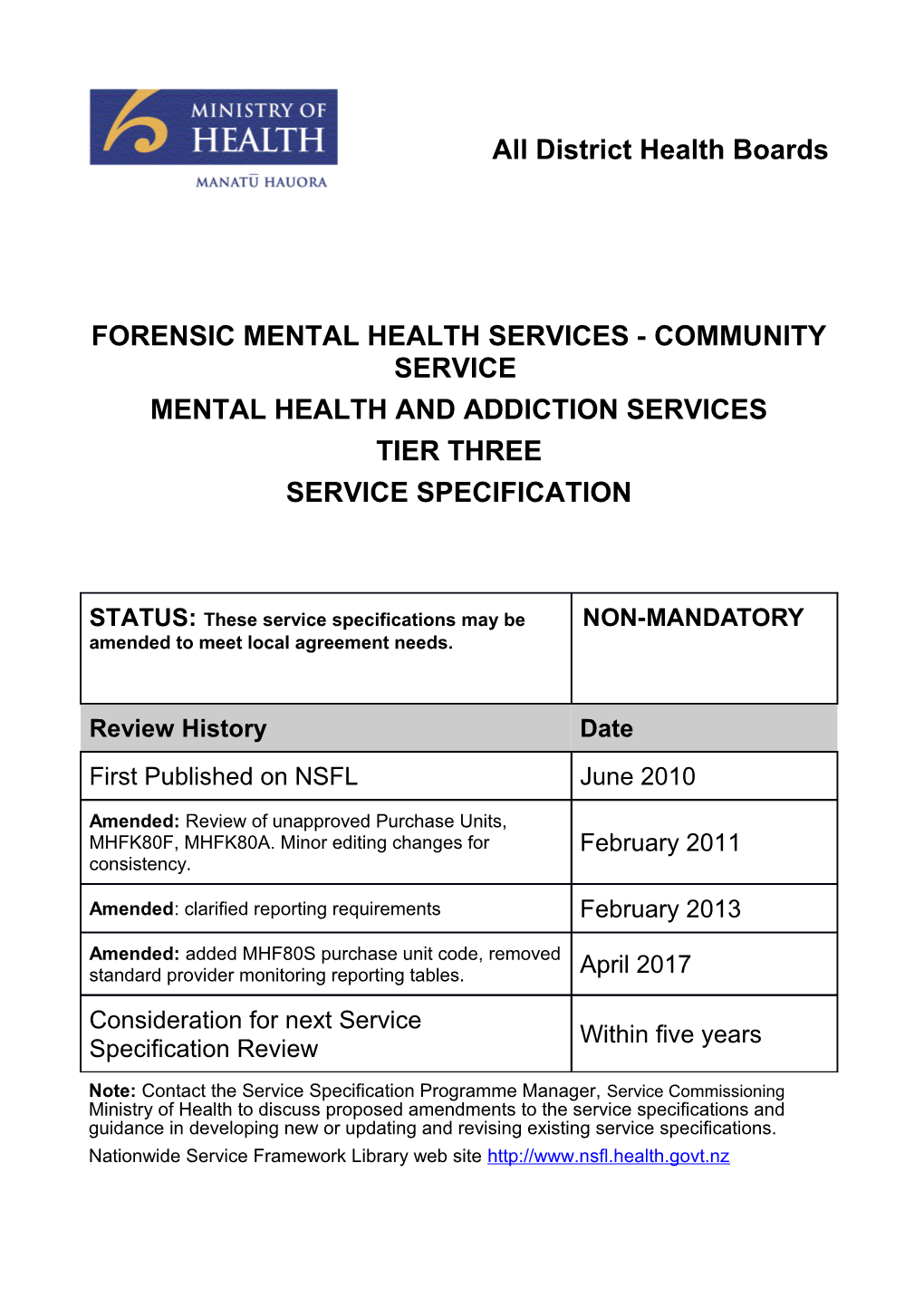 Forensic Mental Health Services - Community Service