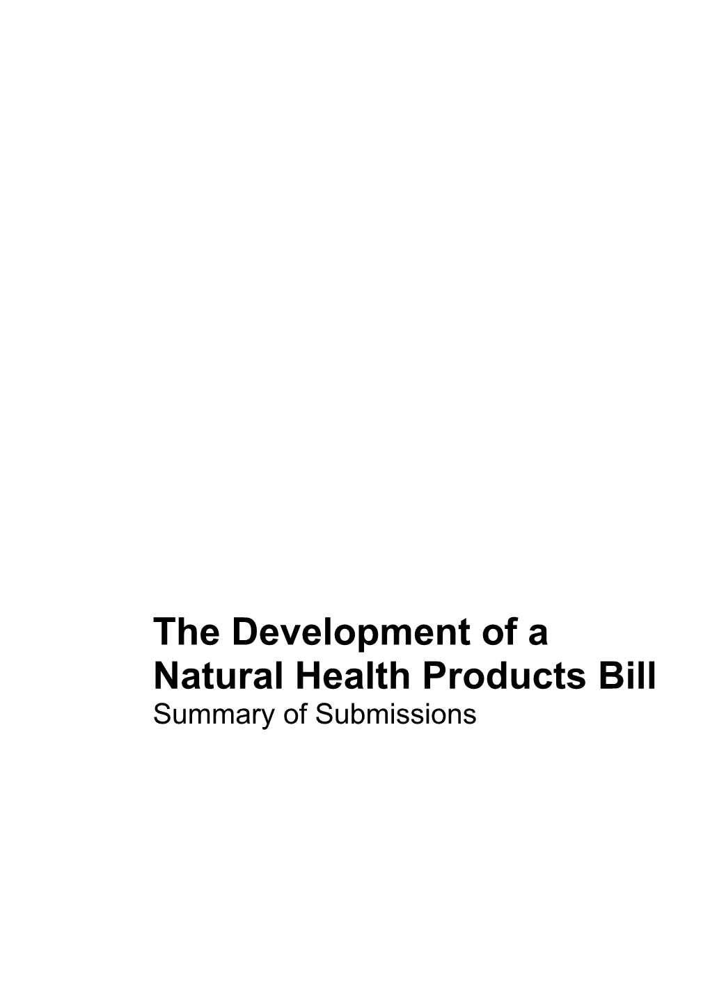The Development of a Natural Health Products Bill