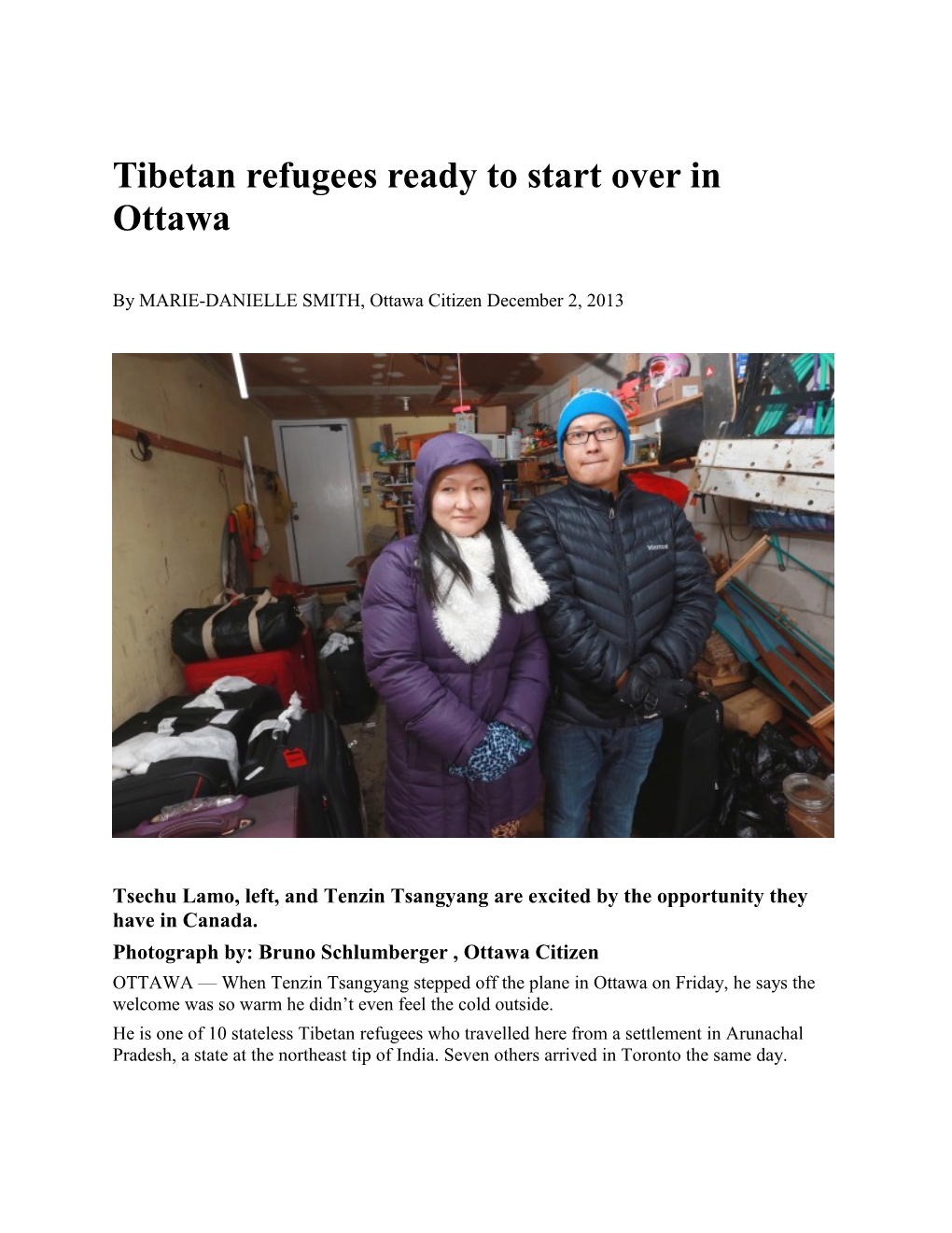 Tibetan Refugees Ready to Start Over in Ottawa