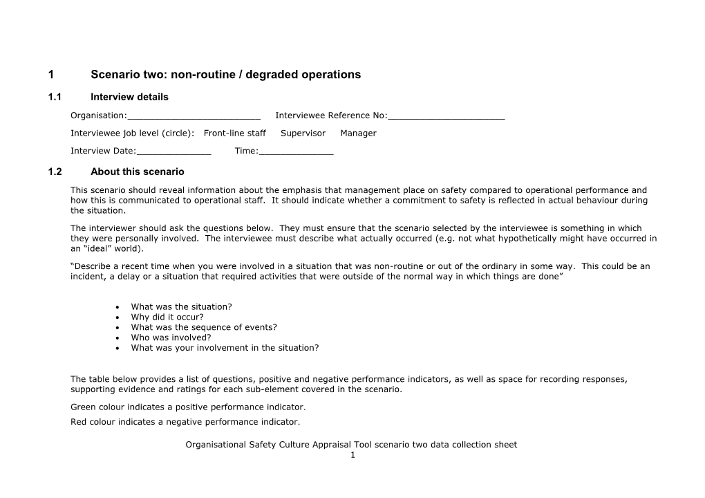 SCENARIO 2: Non-Routine / Degraded Operations