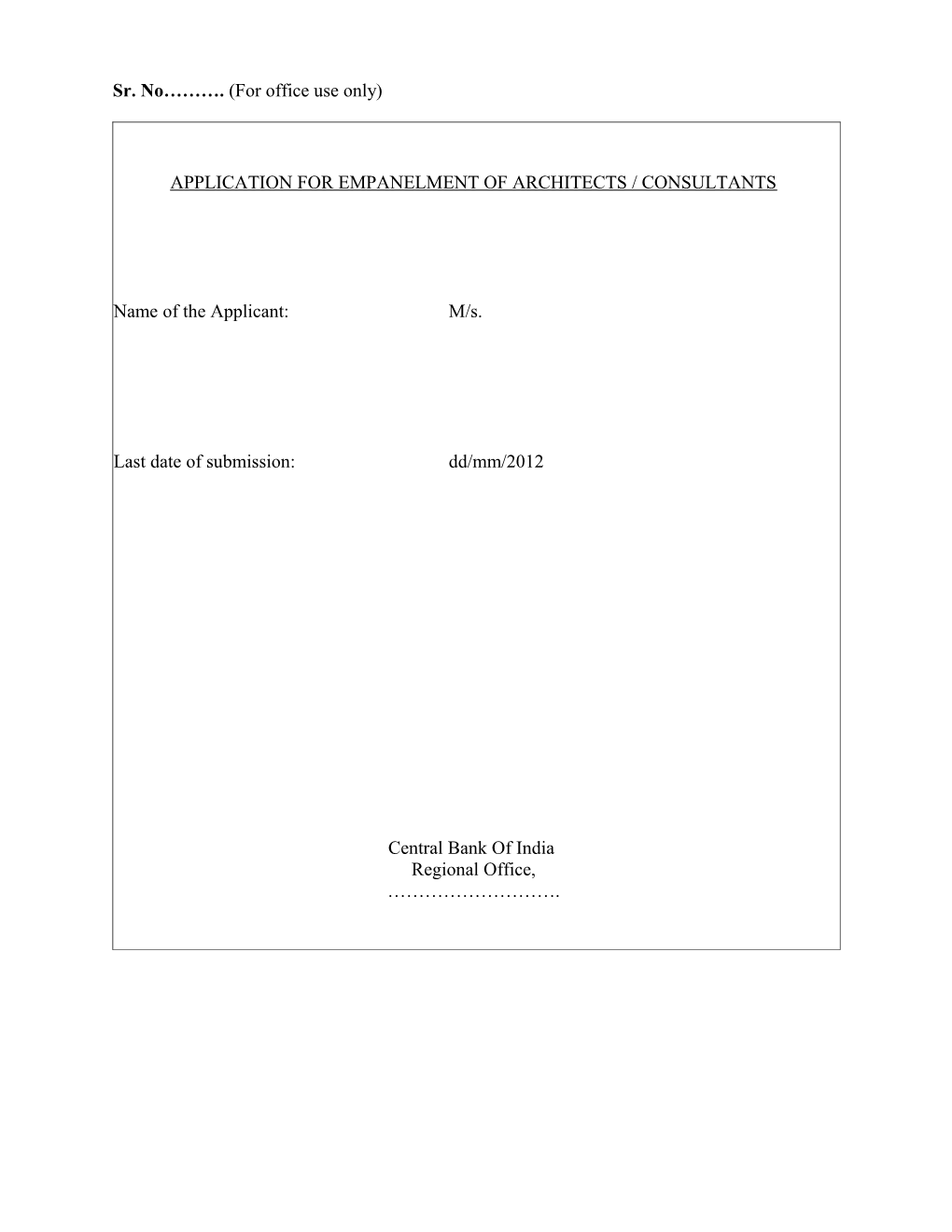 Application for Prequalification of Contractors